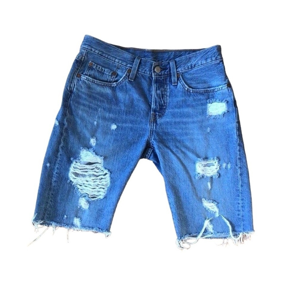 LEVI’S 501 Premium cut off jeans jorts  shorts distressed ripped cut off size 26